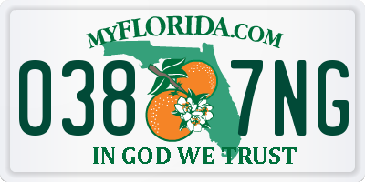 FL license plate 0387NG