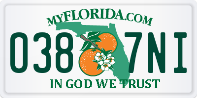 FL license plate 0387NI