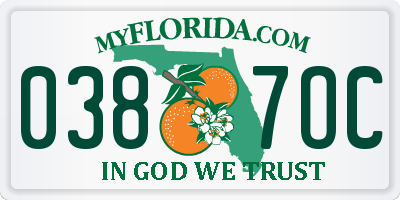 FL license plate 0387OC