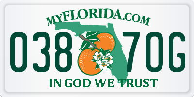 FL license plate 0387OG