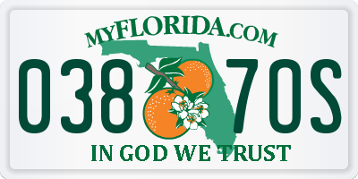 FL license plate 0387OS