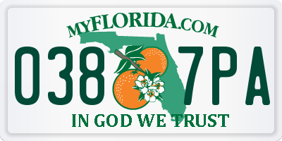 FL license plate 0387PA