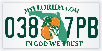 FL license plate 0387PB
