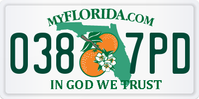 FL license plate 0387PD