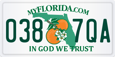 FL license plate 0387QA