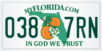 FL license plate 0387RN