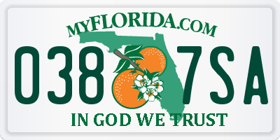 FL license plate 0387SA