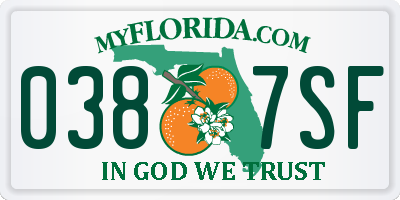FL license plate 0387SF