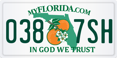FL license plate 0387SH