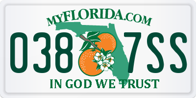 FL license plate 0387SS