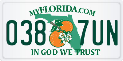 FL license plate 0387UN