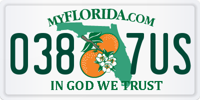 FL license plate 0387US