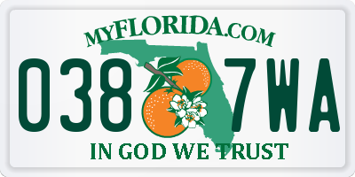 FL license plate 0387WA
