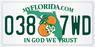 FL license plate 0387WD