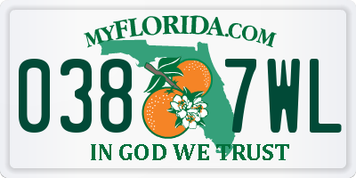 FL license plate 0387WL
