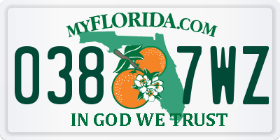 FL license plate 0387WZ