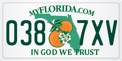 FL license plate 0387XV