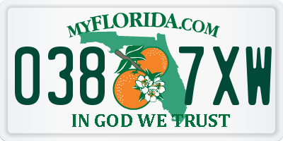 FL license plate 0387XW