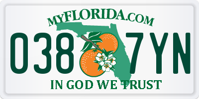 FL license plate 0387YN