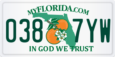 FL license plate 0387YW