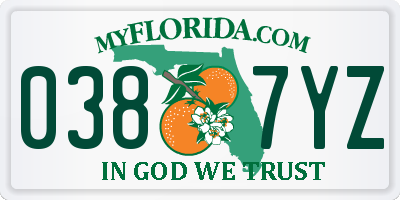 FL license plate 0387YZ