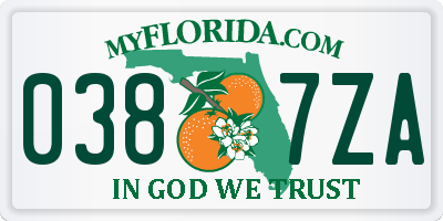 FL license plate 0387ZA