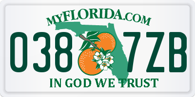 FL license plate 0387ZB