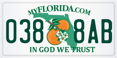 FL license plate 0388AB