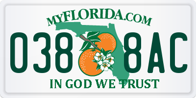 FL license plate 0388AC