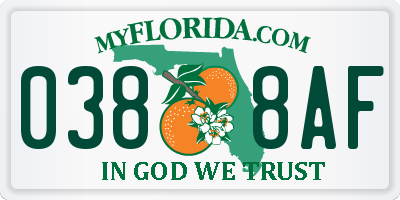 FL license plate 0388AF