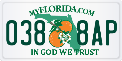 FL license plate 0388AP