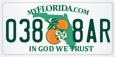 FL license plate 0388AR