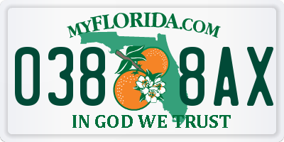 FL license plate 0388AX