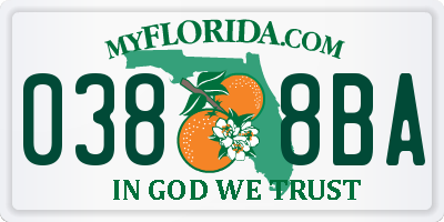 FL license plate 0388BA