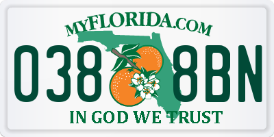 FL license plate 0388BN