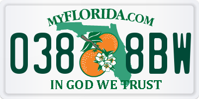 FL license plate 0388BW