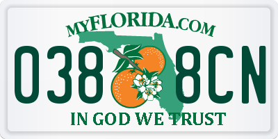FL license plate 0388CN