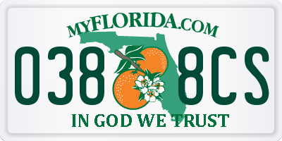 FL license plate 0388CS