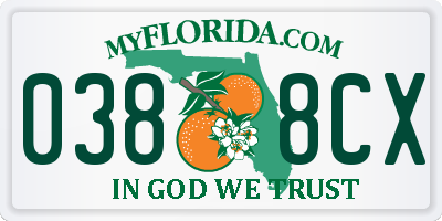 FL license plate 0388CX