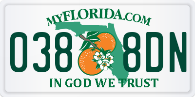 FL license plate 0388DN