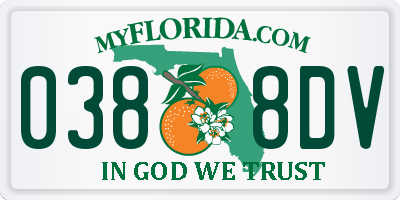 FL license plate 0388DV