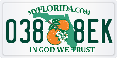 FL license plate 0388EK