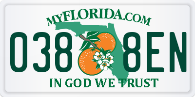 FL license plate 0388EN