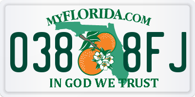 FL license plate 0388FJ