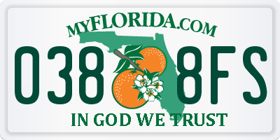 FL license plate 0388FS