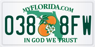 FL license plate 0388FW