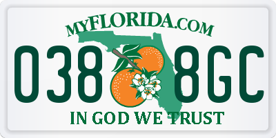 FL license plate 0388GC