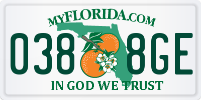 FL license plate 0388GE
