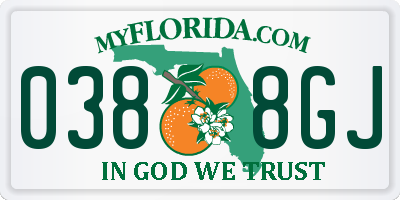 FL license plate 0388GJ