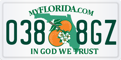 FL license plate 0388GZ